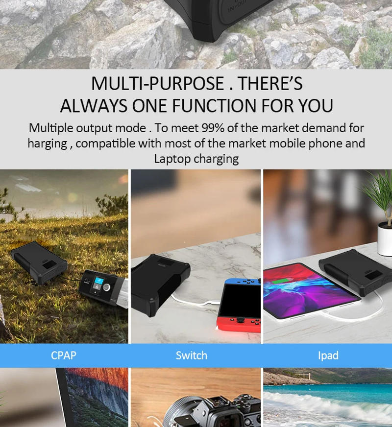 Description Picture 3 of item38000mAh USB C 60W Laptop CPAP Battery Backup Power Bank for ResMed S9/ AirSense Laptop Macbook pro air HP dell Lenovo XPS