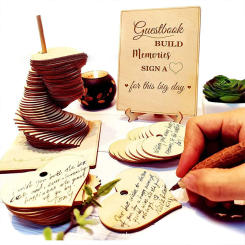 72PCS Wood Heart Guest Book Signature Guest Books Perfect Festivel Party Wedding Reception Decoration and Favor Wood Gift