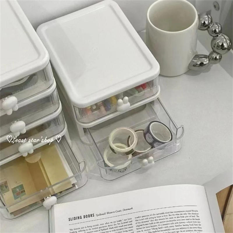 Description Picture 6 of itemTransparent Desk Organizer Drawer Cute Plastic Clear Organizing Boxes Stationery Storage Box Container for Home School Office