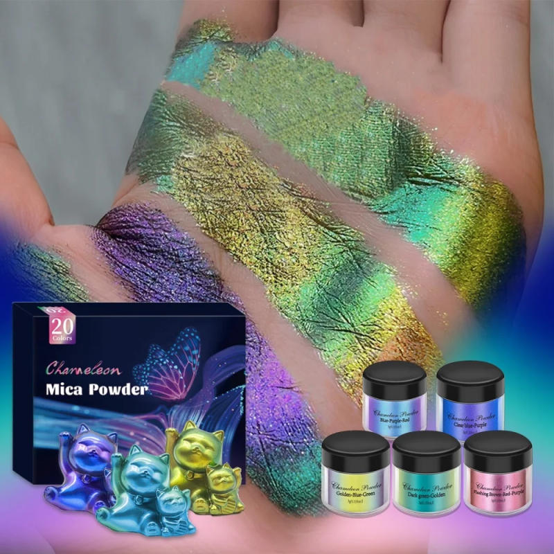 Description Picture 3 of item3g Chameleon Mica Powder Color Shift Pigment Powder Epoxy Resin Painting Soap Making Bath Bombs Candle Making Dyes Nail Glitter