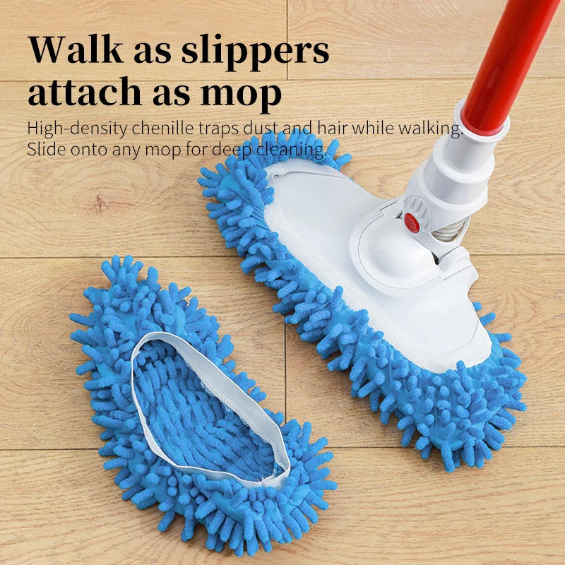 Description Picture 3 of itemDust Cleaner Grazing Slippers Chenille Dust Mop Slippers Lazy Shoes Cover Chenille Duster Cloth Bathroom Floor Cleaning Slipper
