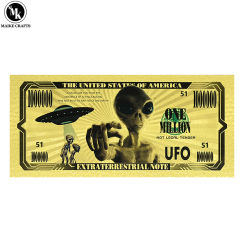 10pcs/lot UFO Gold Foil Banknote One Million Dollars Alien Plastic Money Collection Gift