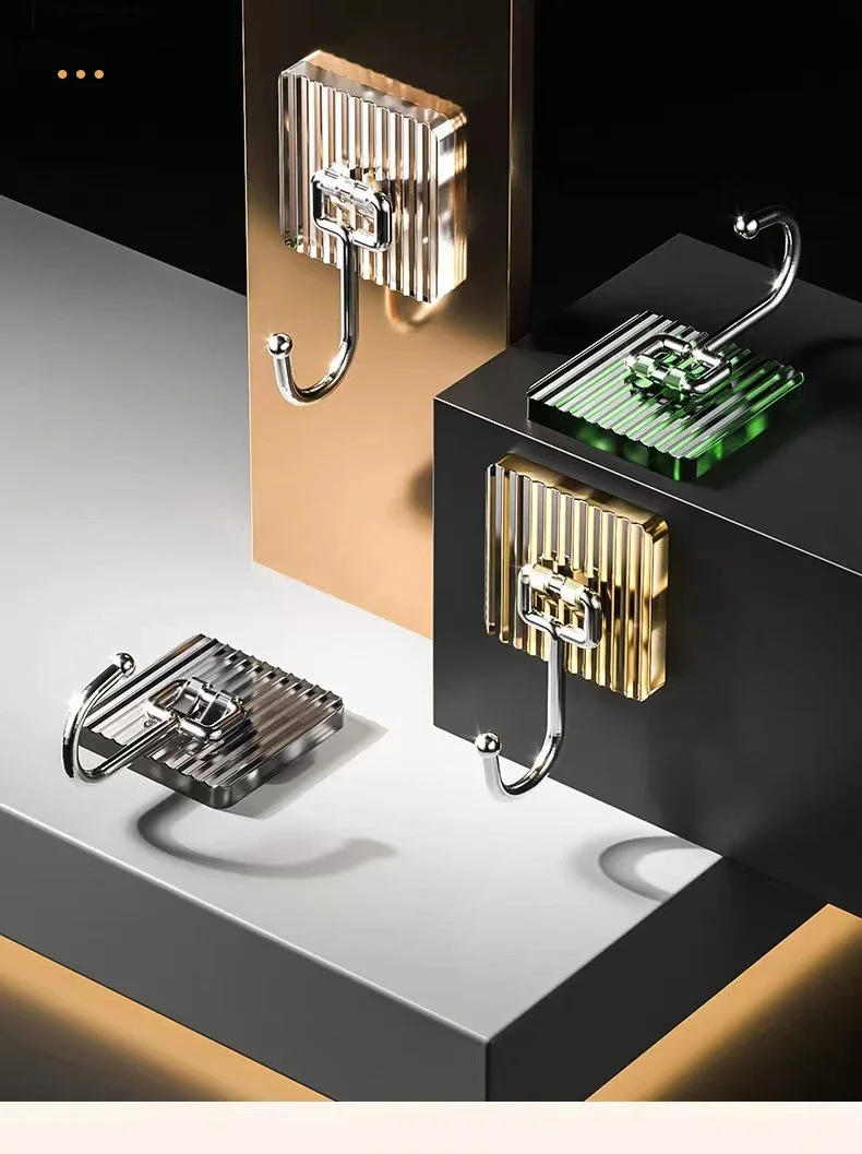 Description Picture 4 of itemLuxury Bathroom Wall Mounted Light Row Hook Acrylic Key Coat Towel Hanger No Drilling Rack Strong Self Adhesive Holder Accessori