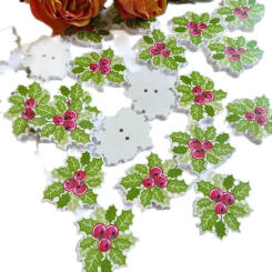 50pcs Multicolor Christmas Pattern Wooden Buttons 2 Hole Scrapbooking Supplies Sewing Scrapbooking