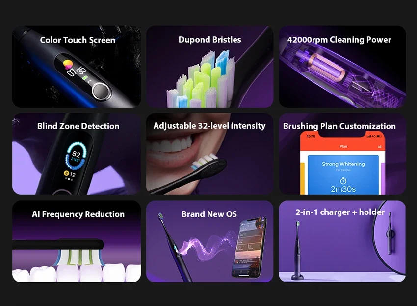 Description Picture 5 of itemOclean X Pro Sonic Electric Toothbrush Whitening Teeth Vibrator Wireless Charge 40 Days Works Smart APP Ultrasonic Check QH2