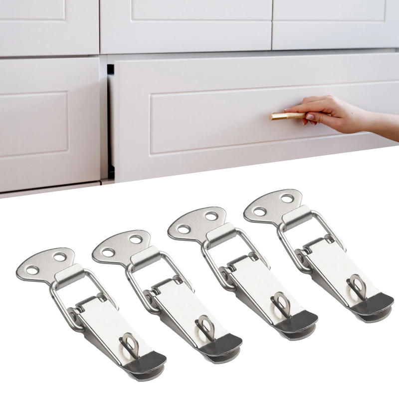 Description Picture 2 of item4pcs Toggle Latches With Spring For Offices Stores Classrooms Without/with Lock Stainless Steel Cabinet Handle Anti-theft Lock