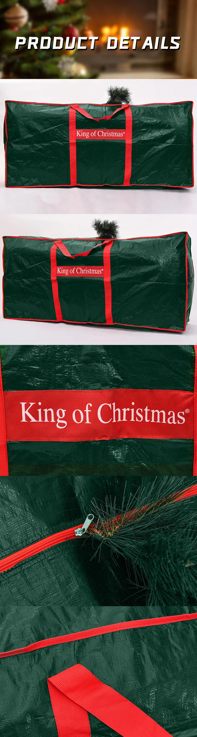 Description Picture 5 of itemChristmas Tree Storage Bag Artificial Xmas Trees with Durable Reinforced Handles Dual Zipper Waterproof Protects From Dust-Green