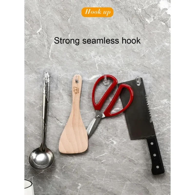 Description Picture 2 of itemPortable Transparent Self Adhesive Hooks Waterproof Door Wall Hangers Hooks Strong Heavy Load Rack Kitchen Bathroom Accessories