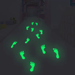 Glow In The Dark Footprint Stickers Decals Luminous Funny Decor For Amusement Park Kindergarten Bedroom Wall Decor