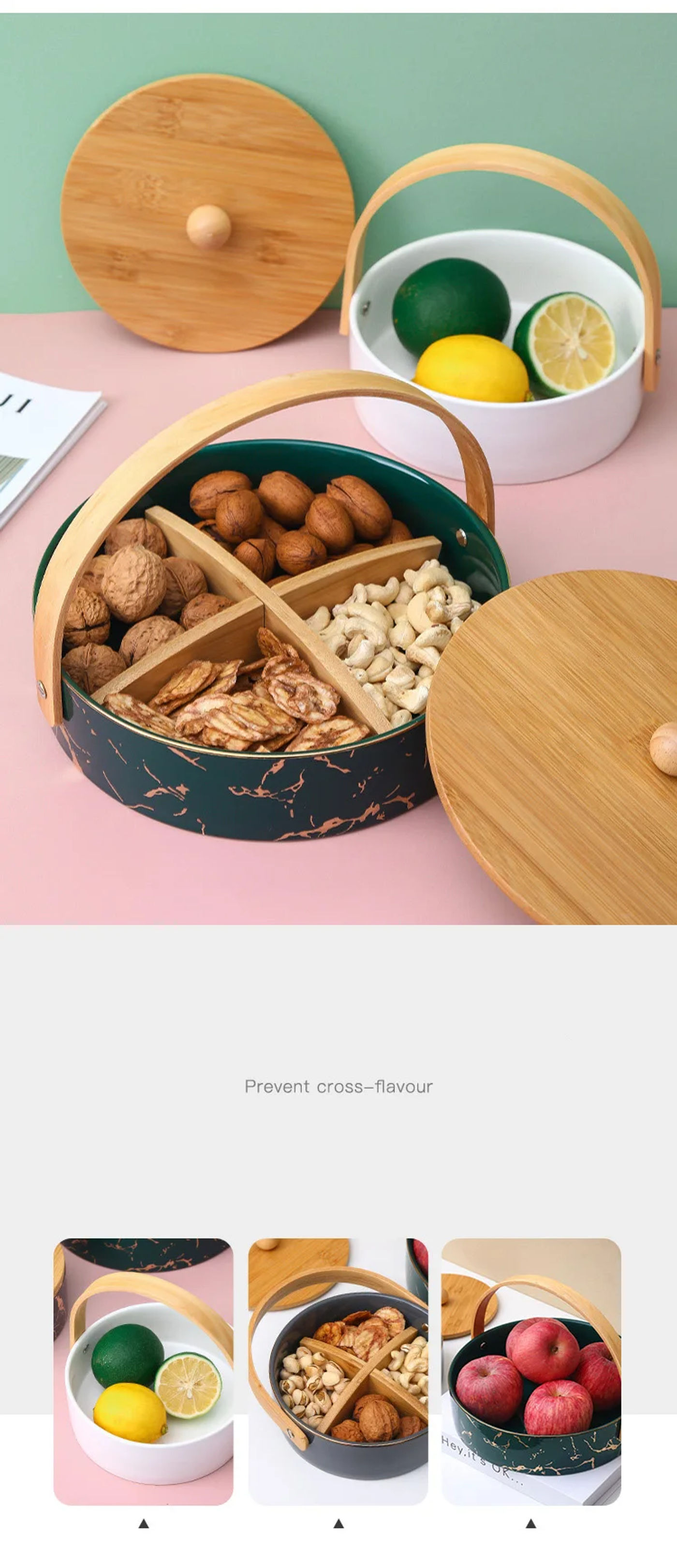 Description Picture 4 of itemEmerald Fruit Plate for Home Living Room Fruit Basket Creative Snack Tray Storage Bowl Candy Nuts and Seeds Containers