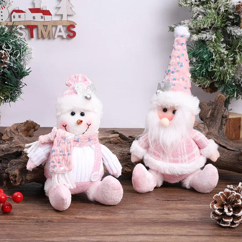 Description Picture 3 of itemNew Christmas Decorations Supplies Pink Old Man Snowman Telescopic Figure Home Decoration Bedroom Display Christmas Ornaments