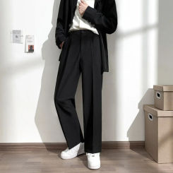 Men Suit Pants Solid Full Baggy Casual Wide Leg Trousers for Mens Khaki Black White Japanese Style Streetwear Oversize Pants Man