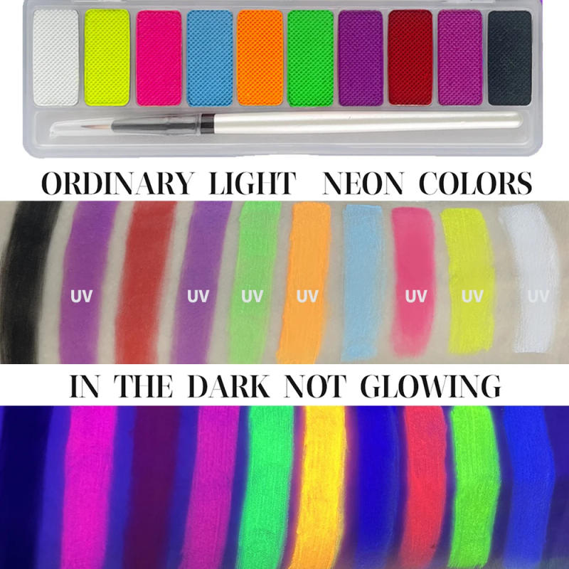 Description Picture 6 of item10 Colors Water-soluble Neon UV Luminous Face Body Painting Paste Stage Show Makeup Eyeliner Eyeshadow Glow Fluorescent