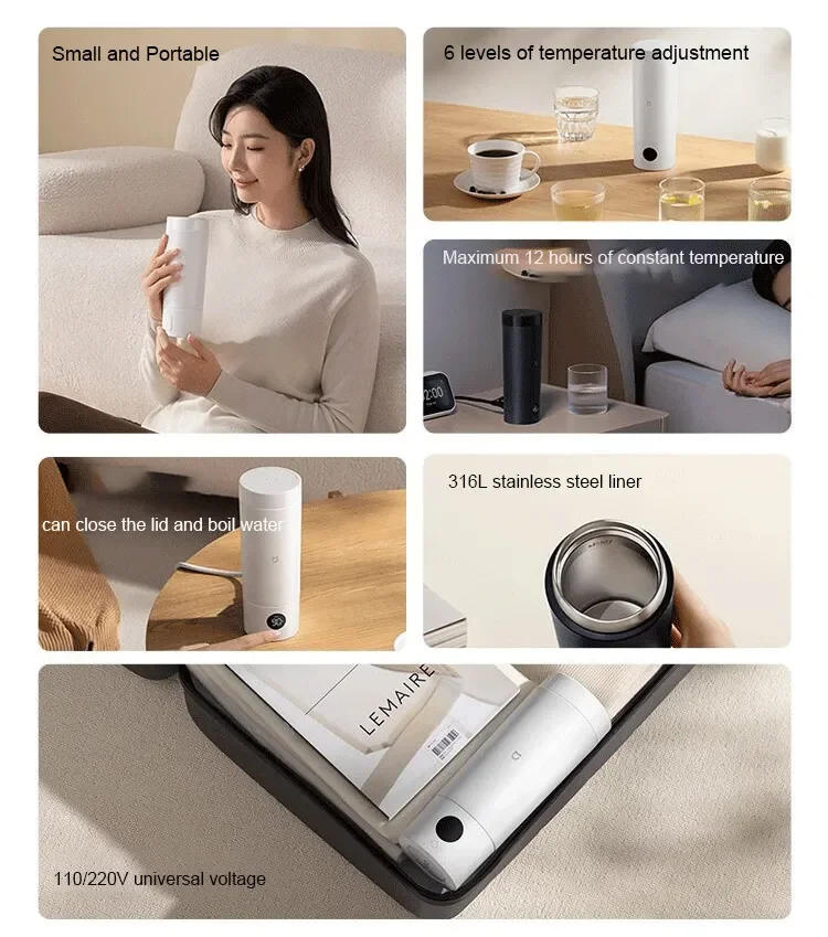 Description Picture 3 of itemNEW XIAOMI Mijia Portable Electric Kettle 2, Smart Temperature Insulate Travel Kettle Water Boiler Heating Thermos Cup 350ml