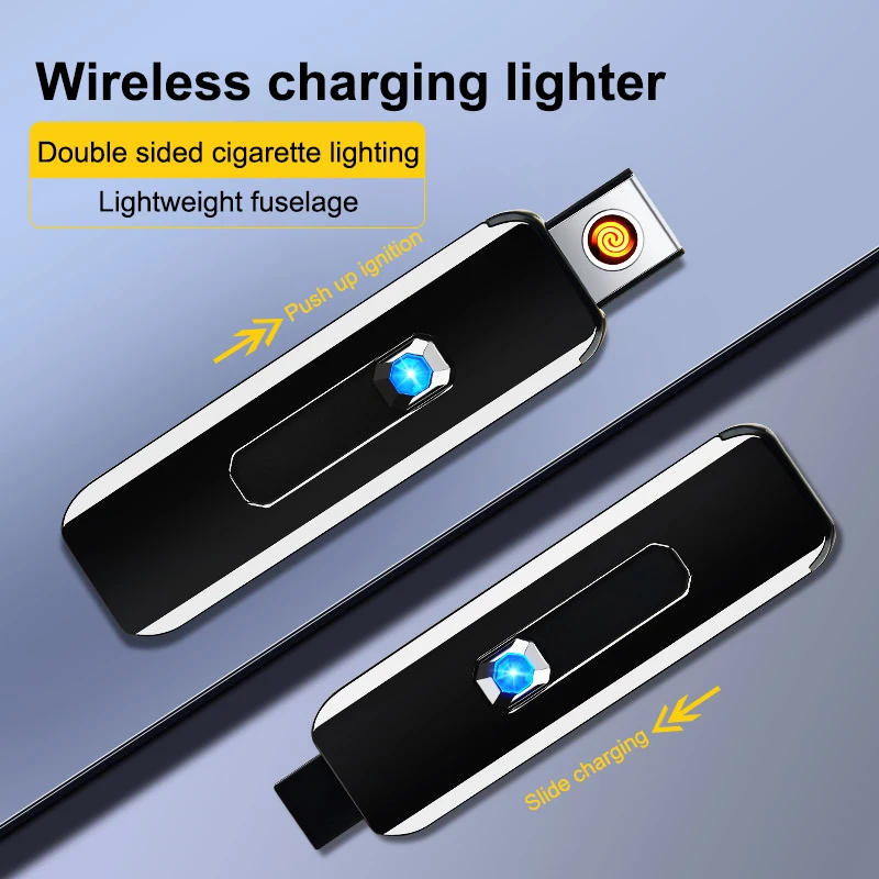 Description Picture 2 of itemDouble-sided Windproof Electric Touch Lighter Usb Rechargeable Metal Cigarette Lighter Flameless Smoking Cigarette Accessories