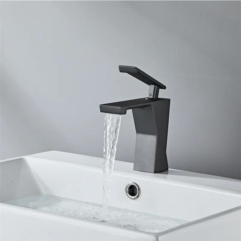 Description Picture 3 of itemBasin Faucet Brass Grey Bathroom Mixer Tap Black/White Wash basin Single Handle Hot and Cold Lavotory