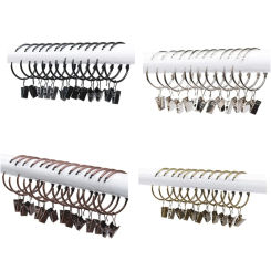20x Metal Openable Drapery Clips with Rings Decorative Window Curtain Ring Drapery Rings for Tension Rod Bracket Eyelets