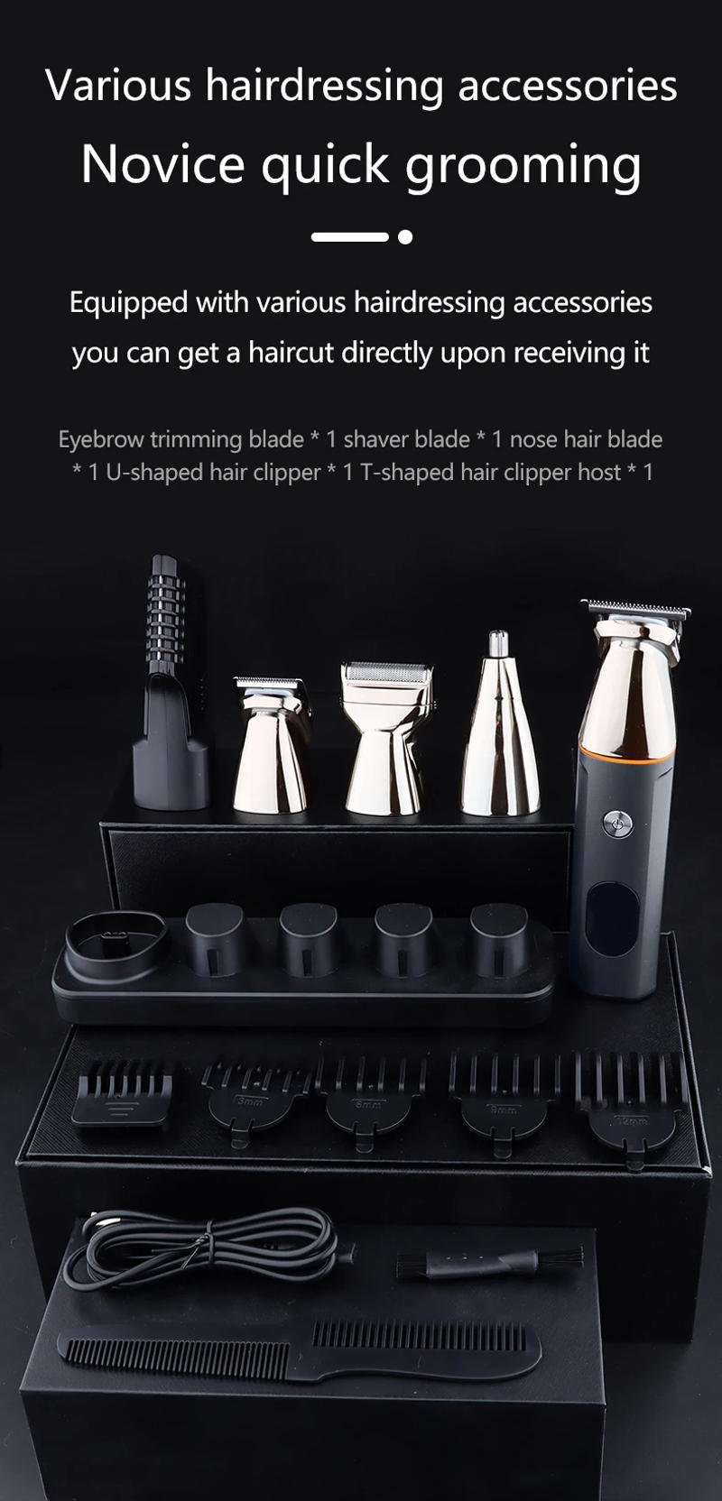 Description Picture 2 of itemHIENA Hair cutting machine Hair Clippers suit Hair cutting Electric Machines for home machine men's hair  Carving professional