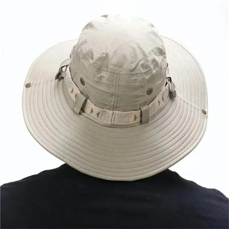 Description Picture 5 of itemSummer Men Bucket Hat Outdoor UV Protection Wide Brim Panama Safari Hunting Hiking Hat Mesh Fisherman Hat Beach Sunscreen Cap