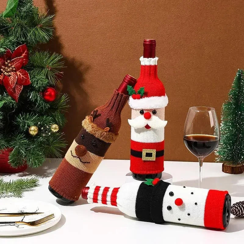 Description Picture 3 of itemFlannel Wine Bottle Bag Dinner Table Decorations Champagne Cover Kitchen Supplies Bottle Cover Bag for Xmas Home Christmas Props