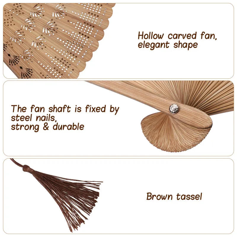 Description Picture 2 of item1pc Bamboo Folding Fan Chinese Style Fan Retro Style Handheld Fan Party Dancing Performance Decoration Tassel Vintage Fan