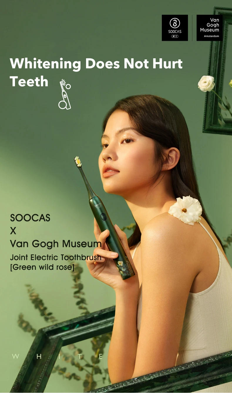 Description Picture 6 of itemSOOCAS Van Gogh X3U Electric Toothbrush Green Ultrasonic Sonic Tooth Brush Upgraded Type-c Fast Chargeable Adult IPX7 Waterproof