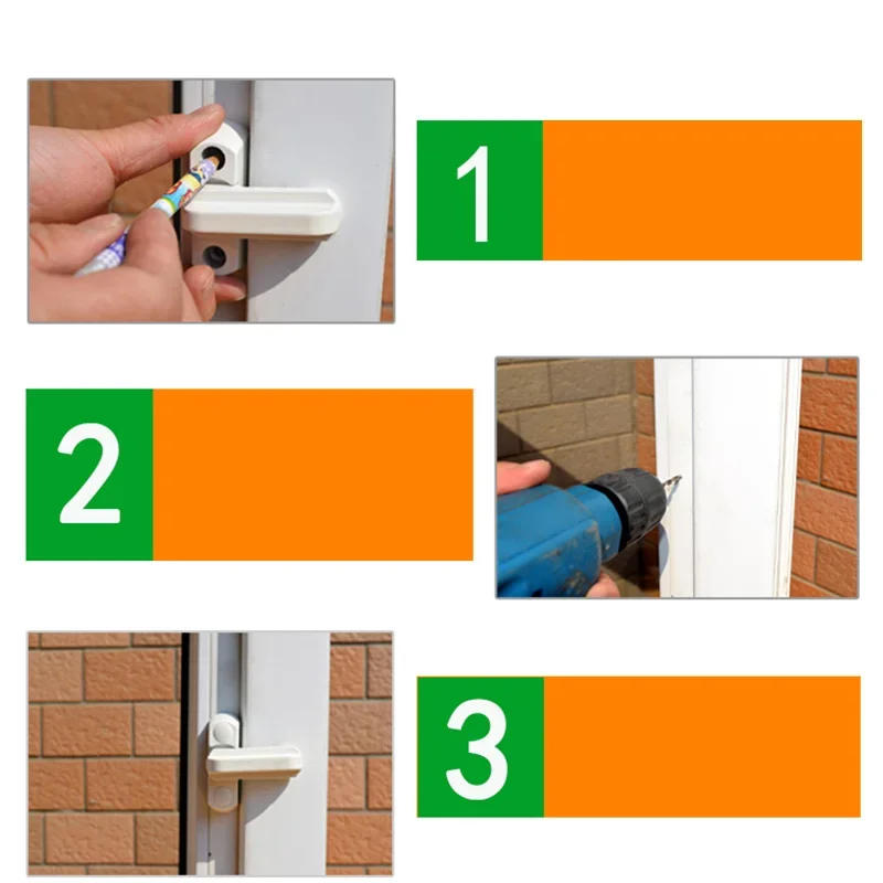 Description Picture 4 of item1PCS High Quality Home Balcony Practical Replacement Security UPVC Window Door Lock Door Lock, Safety Bar, Handle, Sweep Latch