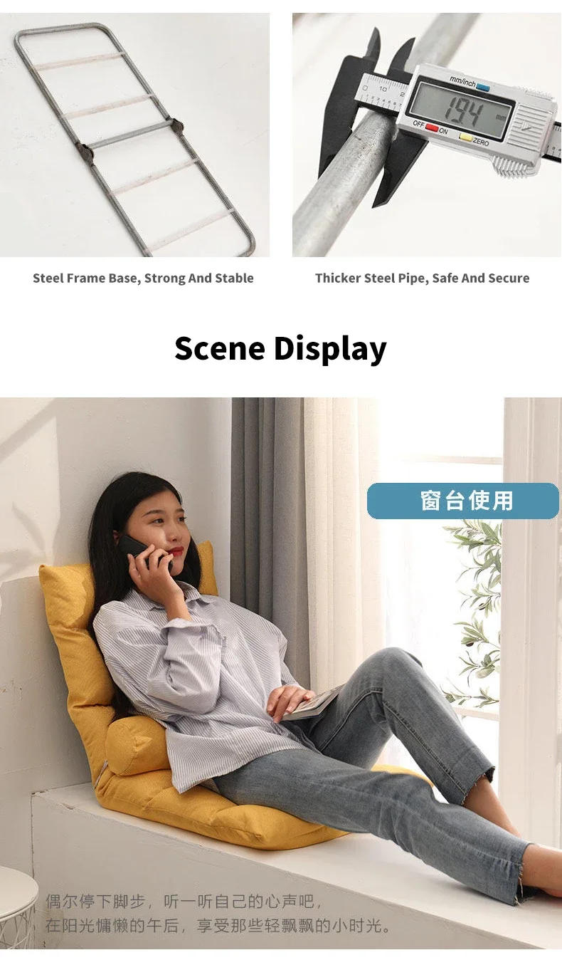 Description Picture 6 of itemFolding Lounger Home Balcony Living Room Folding Chair Leisure Balcony Lazy Sofa Tatami Sun Loungers Modern Backrest Deckchair