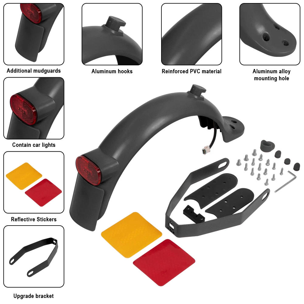 Description Picture 3 of itemRear Mudguard Brake Taillight Fender for Xiaomi M365 Electric Scooter Pro 2 Mi3 With Gap Cover Pad Parts Set Reinforced Holder