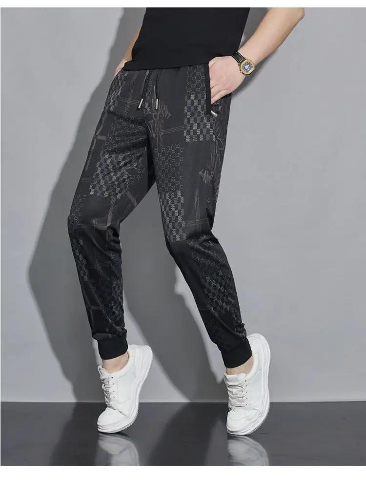 Description Picture 6 of itemLuxury Letter Print Men Joggers Gym Sports Fitness Sweatpants Fashion American Style Casual Pants Mid Waist Drawstring Trousers