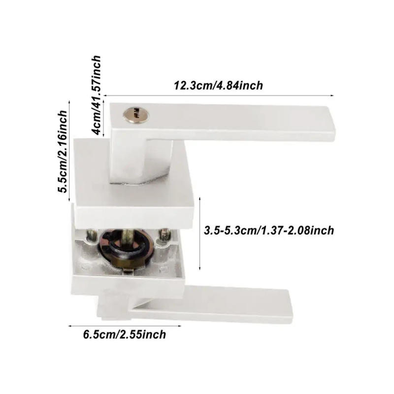 Description Picture 6 of itemCommercial Door Lever Lock Reversible Lever Entrance Handle Lever Locks Square Handle Design 15-Piece Set Silver For Wardrobe