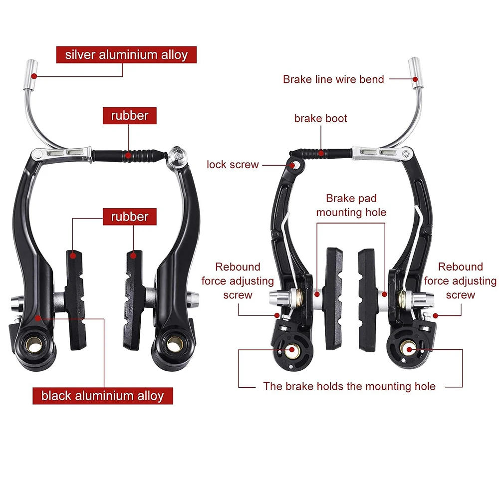 Description Picture 2 of item2sets Aluminum Alloy Mountain Bike V Brake Caliper Front and Rear 10.5cm Linear Pull V Brakes Bicycle Brake Calipers