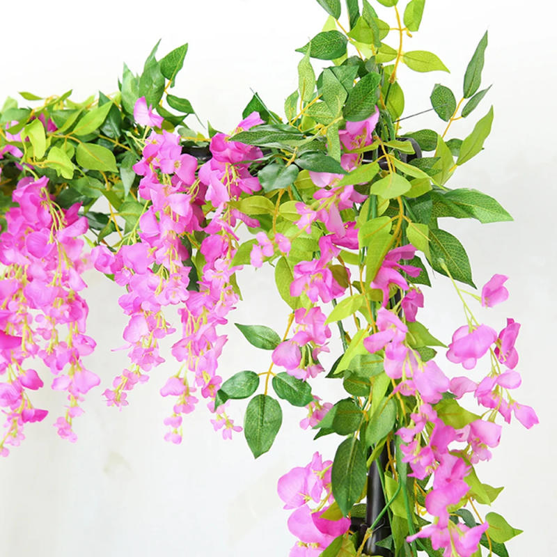 Description Picture 5 of item2Pcs Wisteria Artificial Flower Vine Fake Silk Hanging Flower for Wedding Arch Floral Party Garden Outdoor Greenery Home Decor