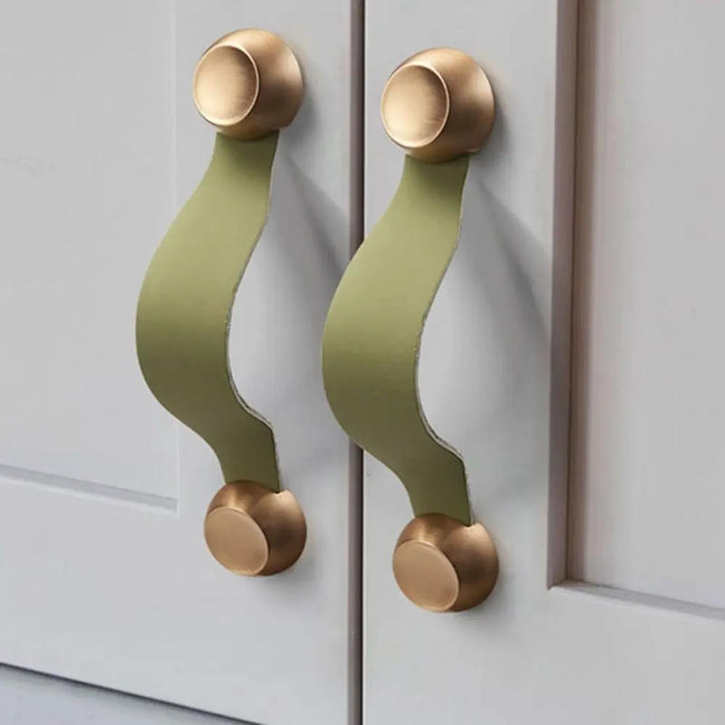 Description Picture 6 of itemNew Cowhide Leather Cowhide Cabinet Handles Zinc Alloy Furniture Drawer Knobs Multifunctional Hardware Door Pull Handle Drawer