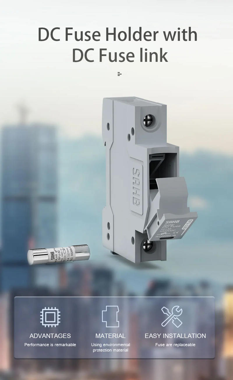 Description Picture 3 of itemSAHB 1P Din Rail DC Fuse Holder For Solar System Protection PV DC Isolator MCB 1000V Photovoltaic Switch 32A With LED Fusibles