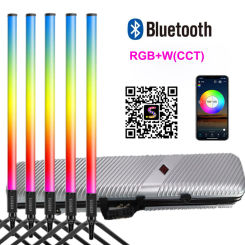 6Pack Smart Bluetooth Synkitt App Alexa Rechargeable Battery 4800mAh T10 Rgb Led Tube Light Colorful Change Studio Video Light