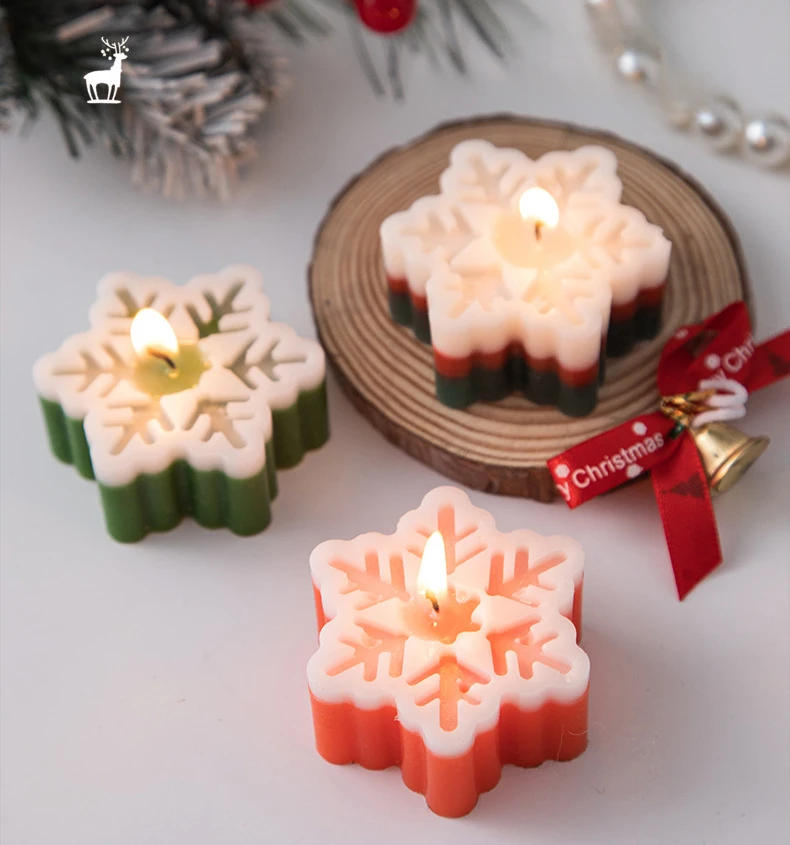 Description Picture 3 of itemChristmas Snowflake Candle Mold DIY Gypsum Dropping Glue Aromatherapy Resin Handmade Soap Mold Home Holiday Gift Baking Tool