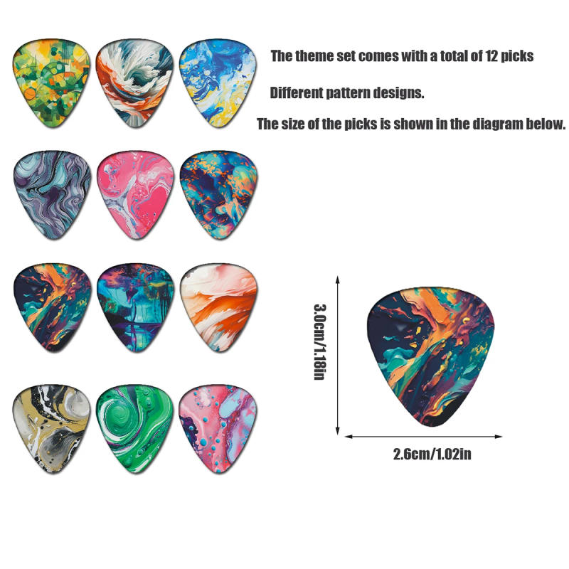 Description Picture 6 of itemNew 0.46/0.71/1.0Mm 12pcs/set Guitar Paddles Cartoon Couples Acoustic Guitar Picks Musical Instrument Accessories Pick Guitar