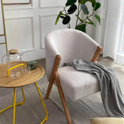 Formwell-Modern Leisure Chair with Solid Wood Frame, Upholstered Lambswool Fabric, Single Sofa, Living Room or Bedroom