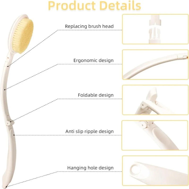 Description Picture 5 of item1pc Long Handle Shower Sponge Brush Body Scrubber 3-in-1 Body Wash Brush Bath Sponge Lotion Applicator Skin Care Bath Supplies