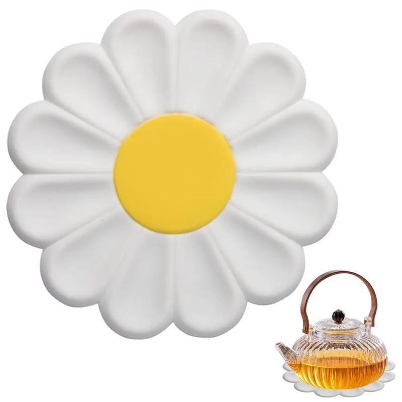 Description Picture 2 of itemSilicone Pot Mat Cute Daisy Heat Resistant Trivets For Hot Pots Waterproof Silicone Non-slip Countertops Mat Coaster Placemat