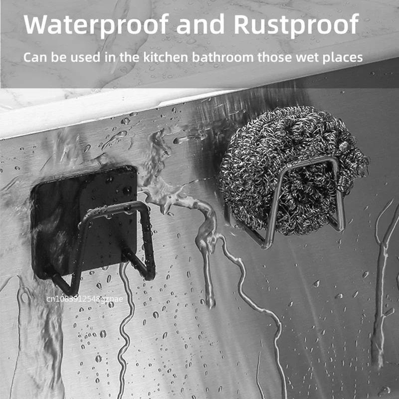 Description Picture 4 of itemKitchen Stainless Steel Sink Sponges Holder Self Adhesive Drain Drying Rack Kitchen Wall Hooks Accessories Storage Organizer 1/6