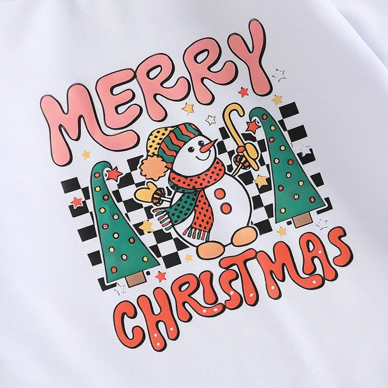 Description Picture 6 of itemBaby Christmas Sweatshirt Romper Letter Snowman Print Round Neck Long Sleeve Jumpsuit