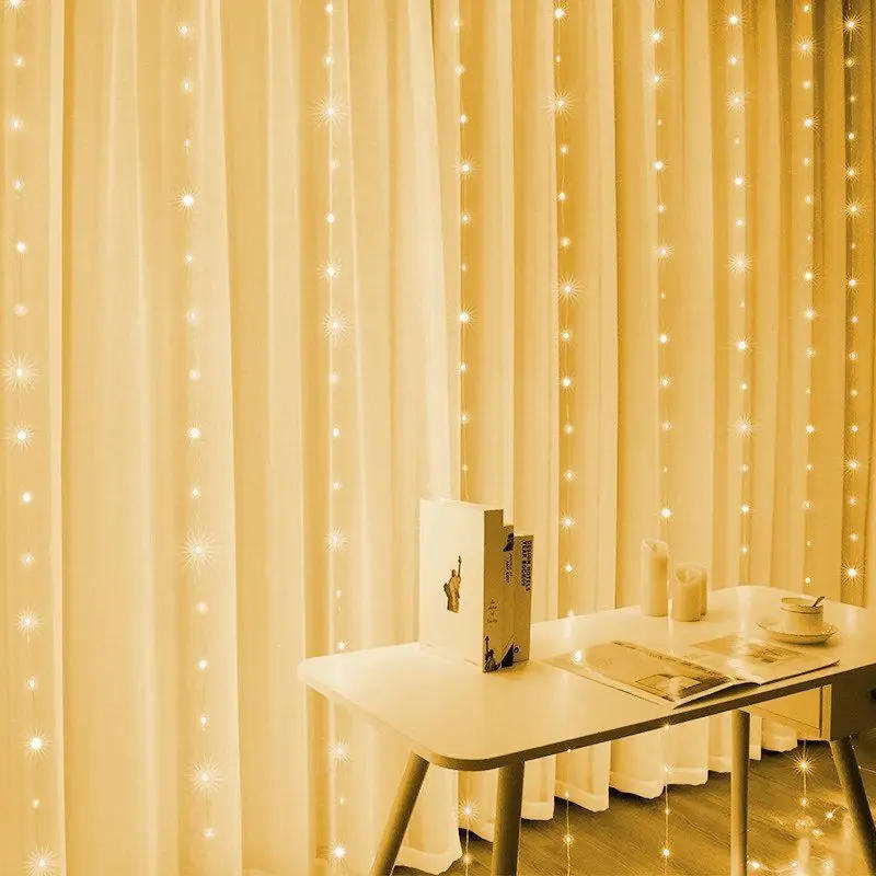 Description Picture 4 of itemLED Curtain Lights Warm Fairy String Lights Festival Lighting Rainbow Window Lamp Home Bedroom Wedding Christmas Decoration