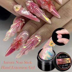 LILYCUTE 7ml Aurora Non Stick Hand Solid Extension Nail Gel Polish Shiny Extension Gel Rhinestone Glue Gel Nail Art For Manicure