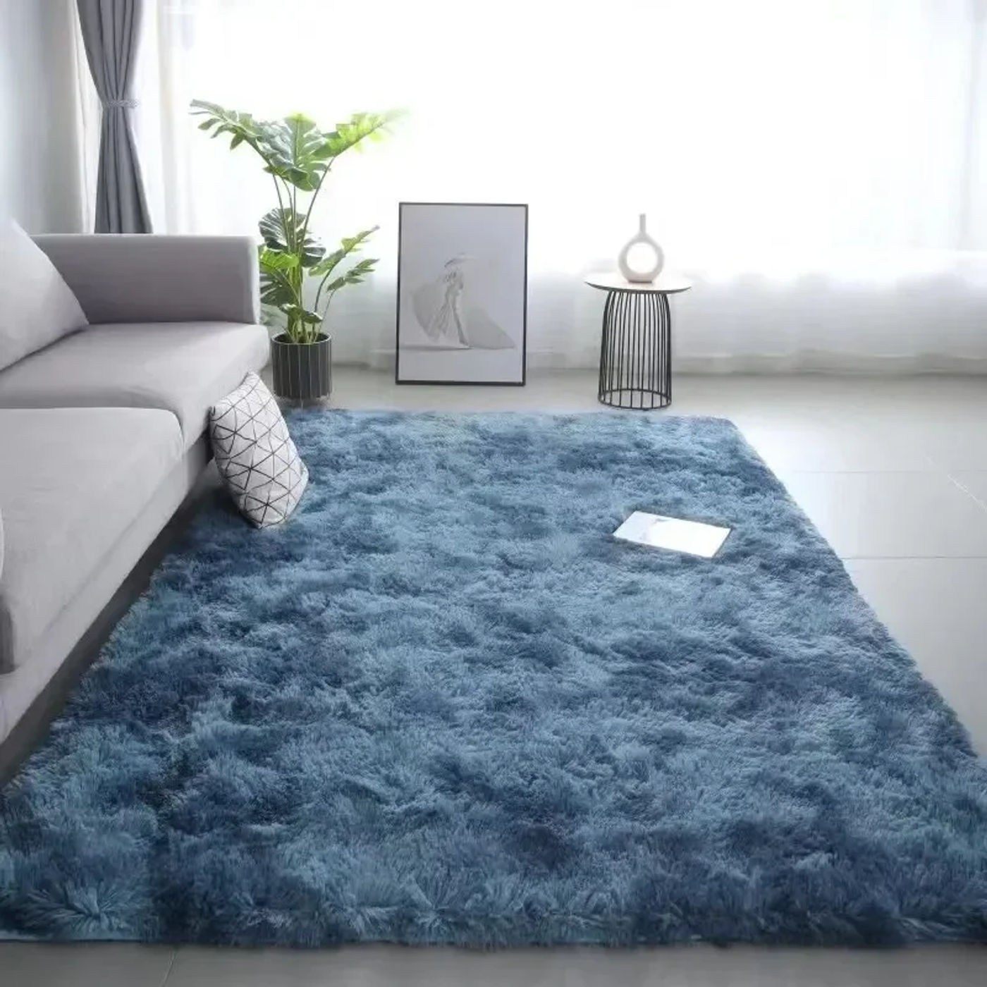 Description Picture 4 of itemGradient Silk Wool Bedside Rug Children's Room Living Room Bedroom Non-slip Machine Washable Not Easy to Lose Hair Carpet