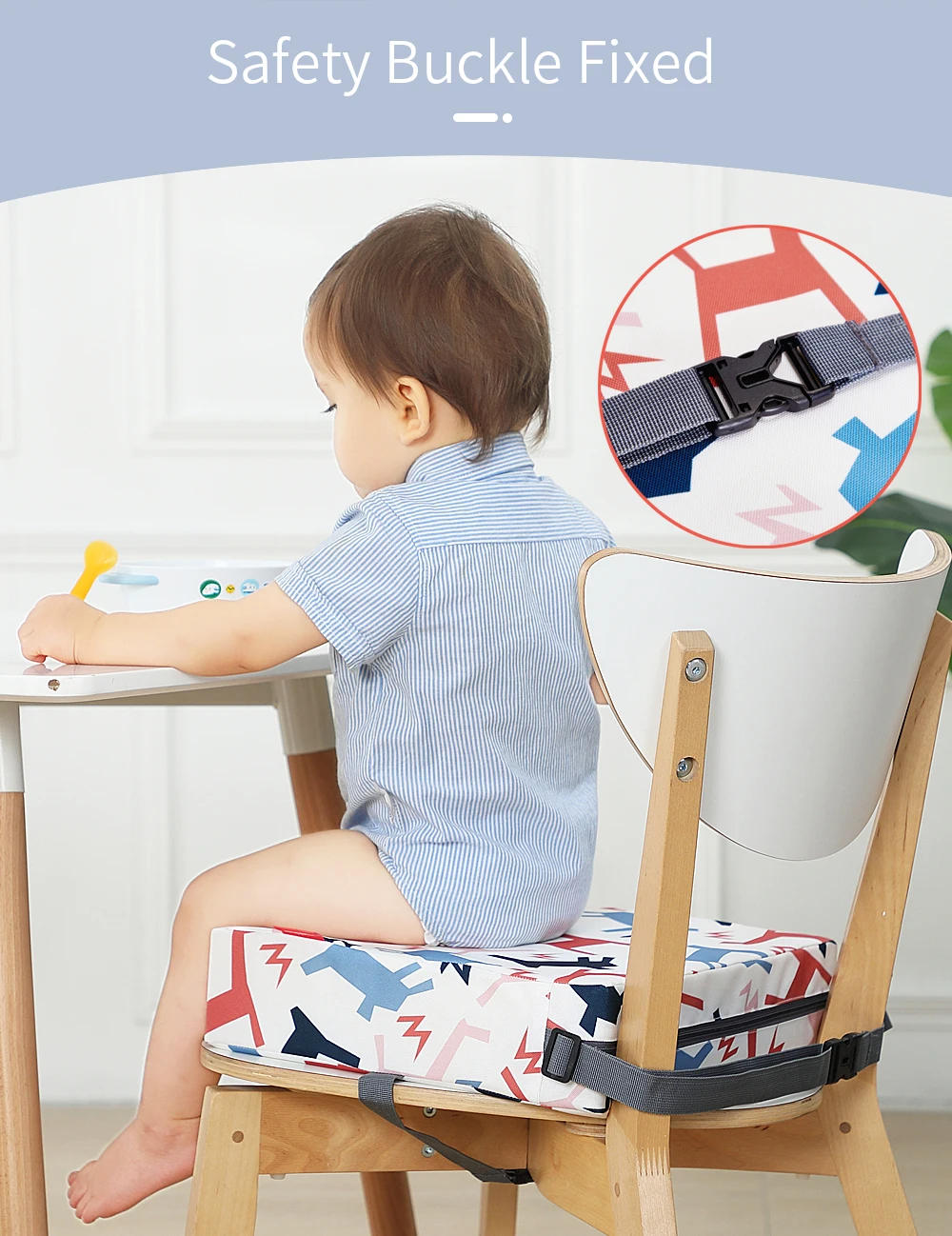 Description Picture 5 of itemChildren Kids Increased Booster Seat Cushion Pad Pillow Baby Dining High Chair Seat Cushions Adjustable Removable Baby Safety