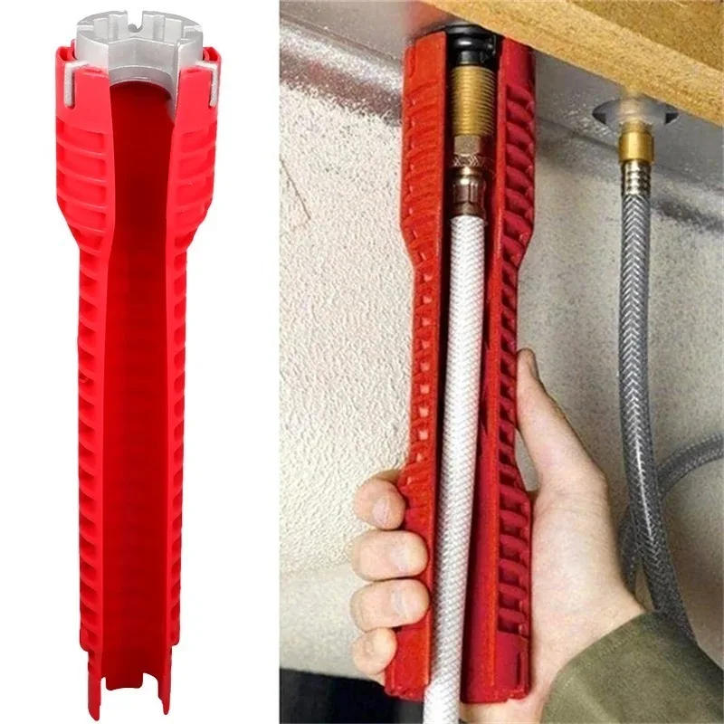 Description Picture 3 of item14 In 1 Sink Faucet Wrench Plumbing Repair Tool Handle Double Head Wrench Spanner Tool Installer Ratchet Wrench Set for Bathroom