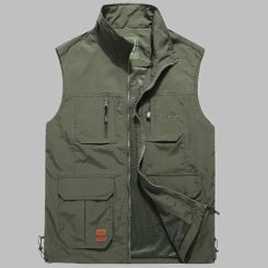 Mens Spring Summer Mesh Vest Mens Casual Multi Pocket Tactical Waistcoat Outdoor Fishing Hiking Multi Functional Vest Jacket 5XL