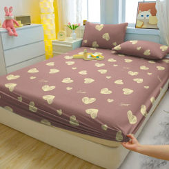 1 Simple Modern Heart-Shaped Printed Matte Fitted Sheet, Bedroom Printed Bed Cover, Bedding (Excluding Pillowcases)